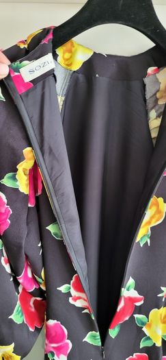SOZI Garden Party floral on black dress Sz L (Fit 10-12 UK) - Rrp 199 (New)