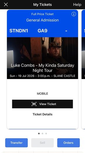 2x luke combs ticker Sunday 19th