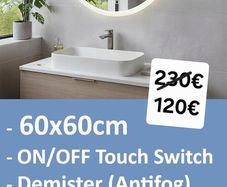 LED Bathroom Mirror 60cm Antifog Demister