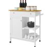 BRAND NEW Kitchen Cart Shelf Multifunction Storage Trolley White Bamboo Roller Trolley with Worktop Drawer Home furniture Image 4