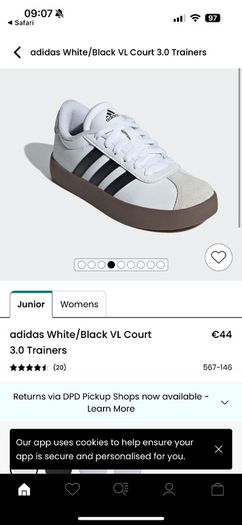 adidas VL court kids size 7k uk.