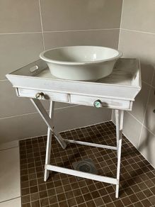 Tray table/Wash stand with antique bowl