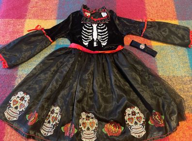 Girls Halloween Sugar Skull Costume