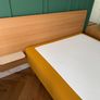 Modern Wooden Headboard with Wireless Charging Shelf Image 2