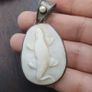 Vintage 925 Sterling Silver Lazard Design Shell & Fluorite Stone Pendant Set Of 2 Image 10