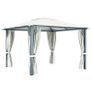Gazebo with Curtain and String Lights 300x300 cm Cream Aluminium Image 6