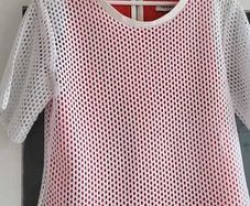 SANDRO Paris White Mesh and Coral layered top Sz 3 (Fit 10-12UK) - Rrp 175 (New)