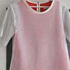 SANDRO Paris White Mesh and Coral layered top Sz 3 (Fit 10-12UK) - Rrp 175 (New)