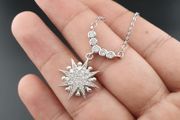 925 Sterling Silver Sparkling Sunburst Pendant Necklace with CZ Stones Elegant Radiant Star Design