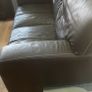 Brown leather, two seater sofa and chair Image 2