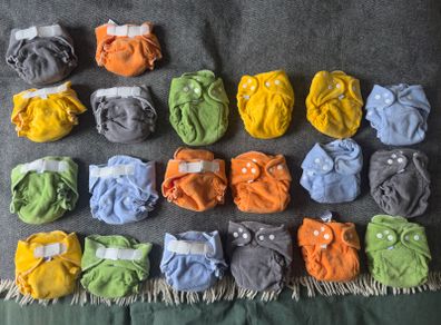 2 Sets of Popolini Newborn Cloth Nappies - Brand New, Never Used