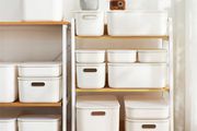 White Plastic Storage Box with Handles and Lids Set
