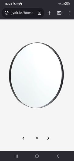 Round mirror, black metal trim, 70cm diameter