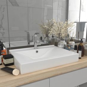 Luxury Basin with Faucet Hole Matt White 60x46 cm Ceramic