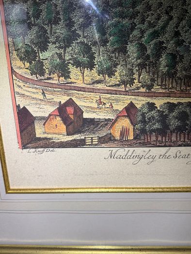 Pair of Very Large Reproduction Prints (4ft 6in x 3ft 9in) - Madingley Hall, Cambridge after Kip & Knyff (1707)