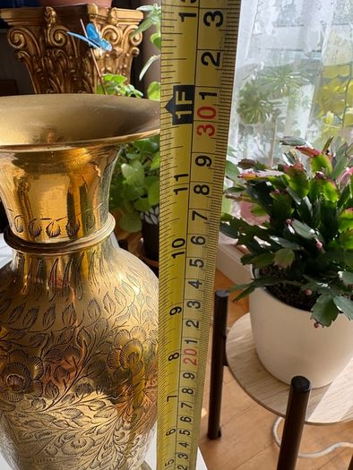 x2 Vintage Solid Brass Vases and candle holder