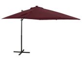 Cantilever Umbrella with Pole and LED Lights Bordeaux Red 250 cm