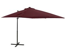 Cantilever Umbrella with Pole and LED Lights Bordeaux Red 250 cm