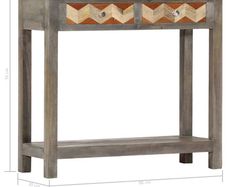 Console Table Grey 86x30x76 cm Solid Mango Wood