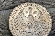 1969 G Germany 5 Mark Theodor Fontane Silver Coin