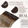 5 Piece hair extentions, LaaVoo 18inch Balayage Brown - blonde Real Human Hair Extensions, Clip in, Weave Remy Hair Extensions, 70g Image 2