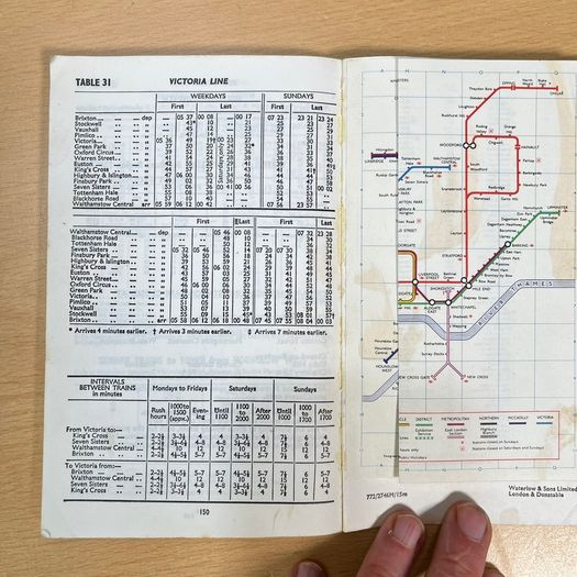 1972 London Transport Underground Guide Timetable with Tube Map
