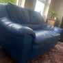 Blue Leather Sofa - 2 Seater Image 2