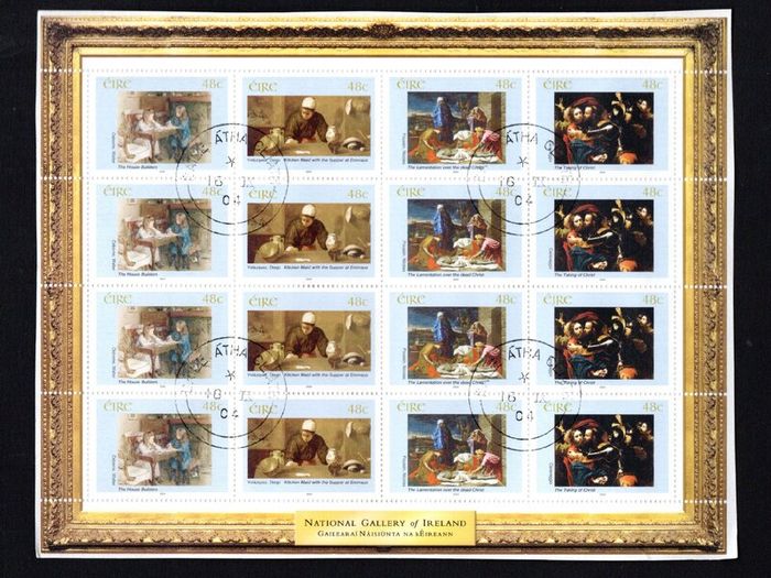 2004 Ireland 140th Anniversary of the National Gallery of Ireland Stamp Sheetlet Fine CDS Used with Dublin cancel of 19th September 2004 (Frist day of issued) on envelope extract.