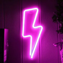 Signs for Bedroom, LED Lightning Neon Sign, Lightning Bolt Wall Decorative Neon Sign, Battery or USB Operated Light Up Neon Sign, Lightning Bolt Neon Lights for Bedroom