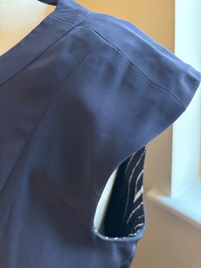 Paul Costelloe Collection Shift / Sleeveless Navy Dress with Signature Lining - Size 12