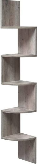 FREE EXPRESS SHIPPING Corner Shelf, 5-tier Floating Wall Shelf With Zigzag Design, Bookshelf, Greige