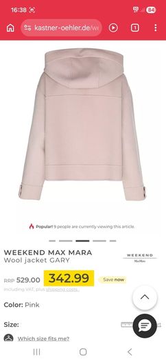 Max Mara Gary Hooded Patch Pocket Jacket - Powder Pink - RRP 529 - Fits UK 12