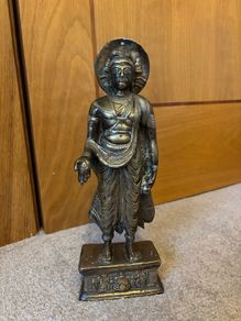 Large Vintage Brass Standing Buddha Statue