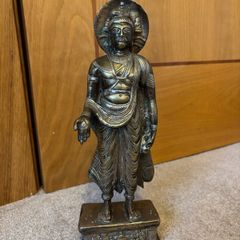 Large Vintage Brass Standing Buddha Statue