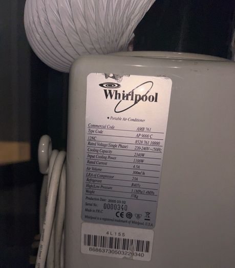 Whirlpool portable air conditione