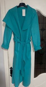 Teal longbelted coat