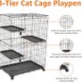 Basics 3-Tier Large Cat Playpen, Durable and Pliable cat Cage Box Crate Kennel, Black, 91 cm L x 56 cm W x 130 cm H Image 2