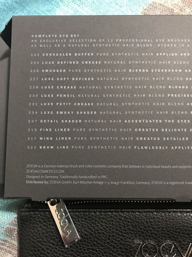brand new 100% genuine Zoeva complete eye set 12 brushes + clutch