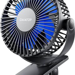 NEW SALE | Portable Clip on Fan Battery Operated, Small Powerful USB Desk Fan, 3 Speed Quiet Rechargeable Mini Table Fan, 360 Degree Rotate Personal Cooling Fan for Home Office Stroller Camping Black Blue