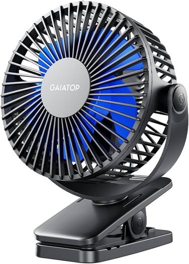 NEW SALE | Portable Clip on Fan Battery Operated, Small Powerful USB Desk Fan, 3 Speed Quiet Rechargeable Mini Table Fan, 360 Degree Rotate Personal Cooling Fan for Home Office Stroller Camping Black Blue
