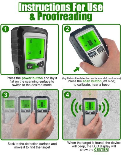 5 in 1 Stud Finder Wall Scanner - Stud Detector Wall Finder Edge Center Finding Electronic Stud Sensor Beam Joist Detector with LCD Display for Wood AC Wire Metal Studs Cable Joist Detection