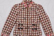 Next Orange White Tweed Jacket Boucle Blazer 10UK/38EU