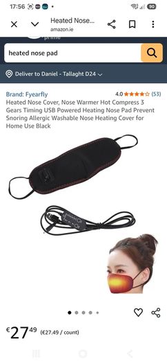 Anti allergy heated nose pad