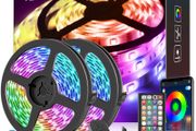 12M(2 x 6M) Music Sync Colour Changing RGB LED Strip 44-Key Remote, Sensitive Built-in Mic, App Controlled LED Lights, 5050 RGB LED Light Strip(APP+Remote+Mic+3 Button Switch) [Energy Class A+]