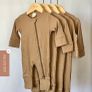 2x Bamboo 0-3 months baby newborn sleepsuit onesies sage and brown Image 2
