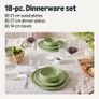 Basics Glazed Stoneware Dinnerware Set, 18-Piece, Service for 6, Dinner and Salad Plates, Microwave and Dishwasher-Safe, Olive Image 2