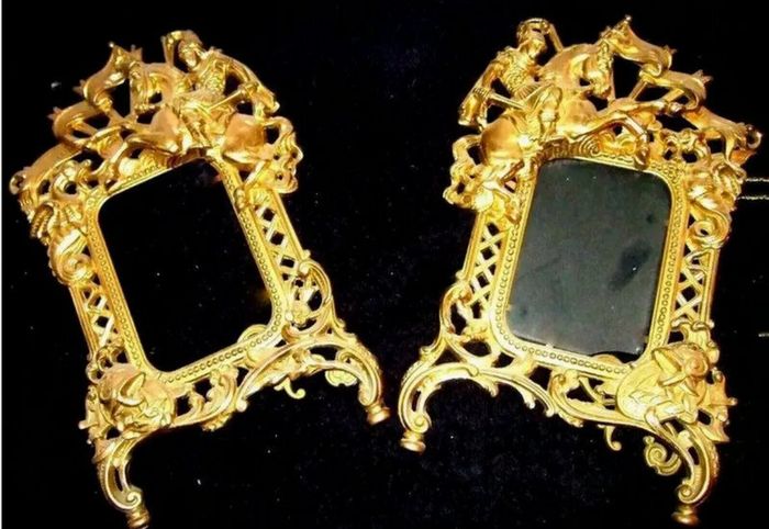 Pair Of Substantial Brass Photo Frames