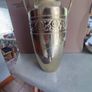 Neoclassical style embossed brass vase - of amphora form, the cylindrical neck flanked by two handles, tapering to an embossed, foliate body, 33cm, Image 5