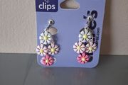Claire's Clip-on Earrings Pink Flowers