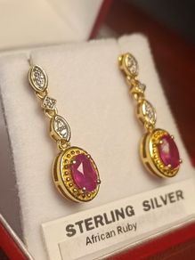 Petite Natural Ruby Drop Earrings